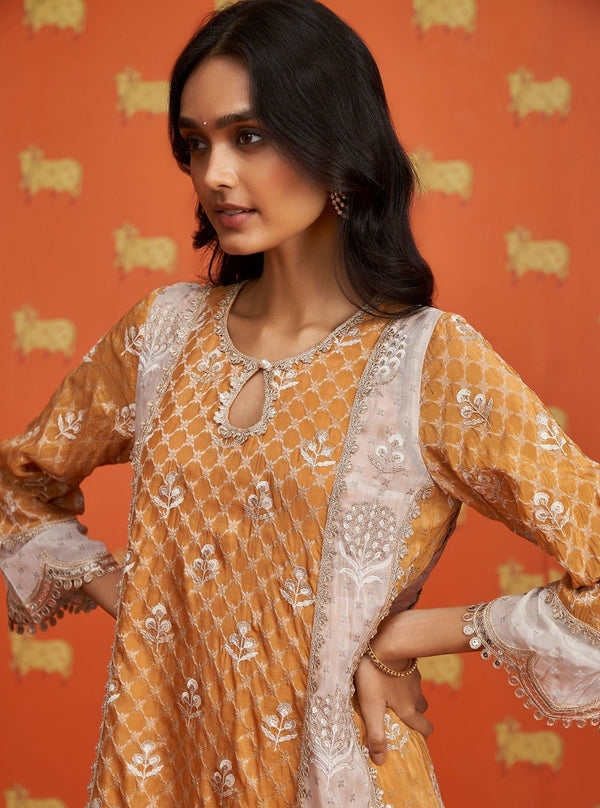 Kairee Banarsi Mustard Kurta Set