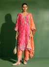 Emon Cupro Satin Fuschia Kurta With Orange Pant