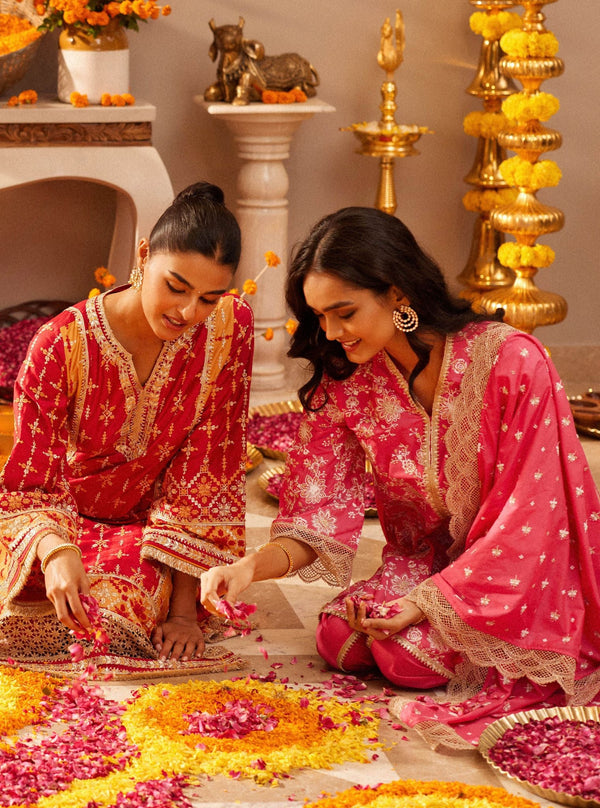 Komen Supima Cotton Fuschia Kurta Set