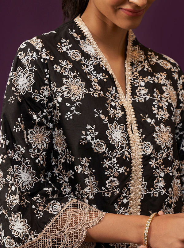 Komen Supima Cotton Black Kurta Set