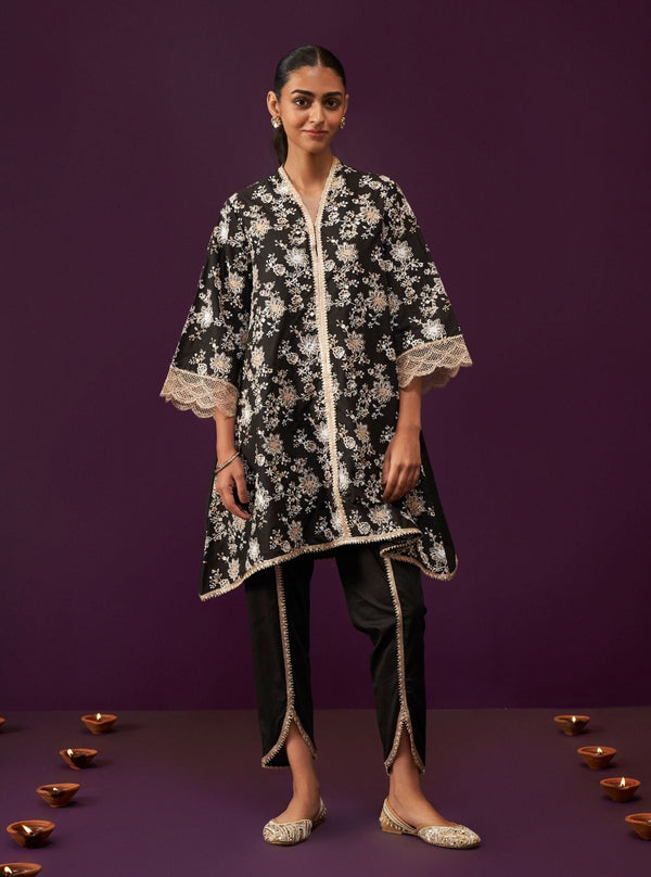 Komen Supima Cotton Black Kurta Set
