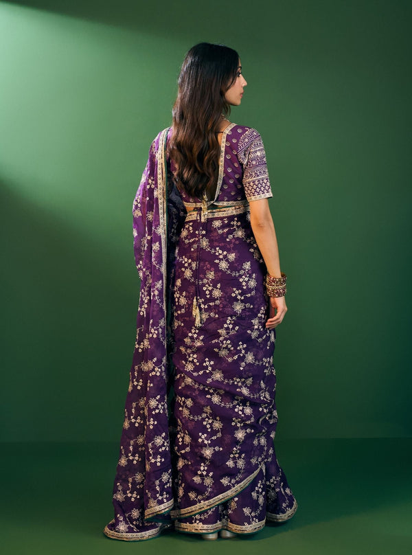 Kavya Organza Purple Saree