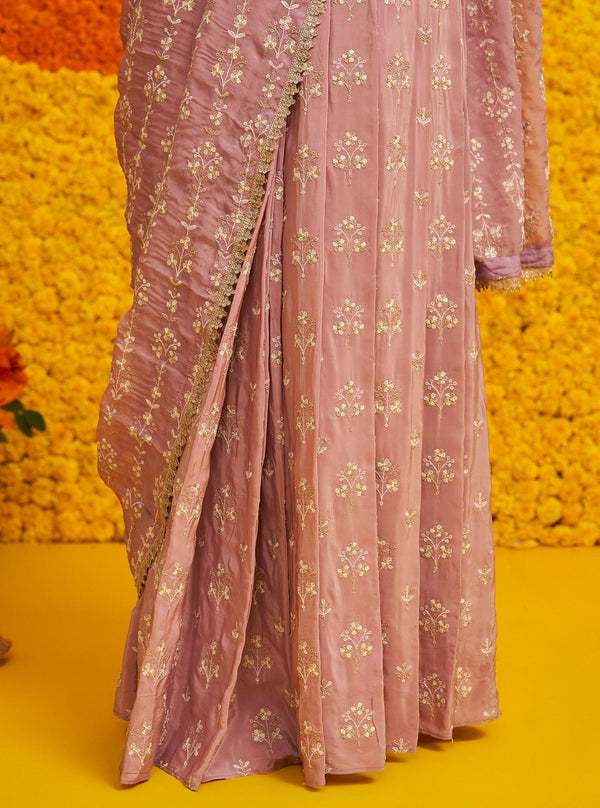 Sohneya Organza + Crepe Lilac Saree