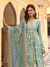 Tareefan Organza Satin Teal Blue Anarkali Kurta Set