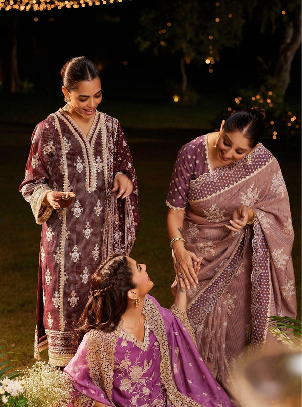 Iyana Banarsi Wine Kurta Set