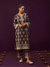 Iyana Banarsi Wine Kurta Set