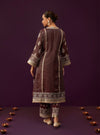 Iyana Banarsi Wine Kurta Set