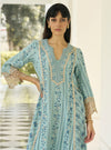 Khayal Pima Satin Blue Kurta Set