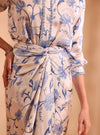 Hasi Cupro Satin Printed Off White Skirt set