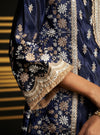 Satranga Tissue Linen Satin Navy Kurta Set