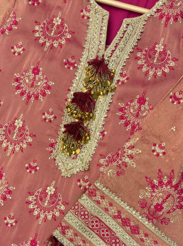 Amie Tissue Fuschia Kurta Set