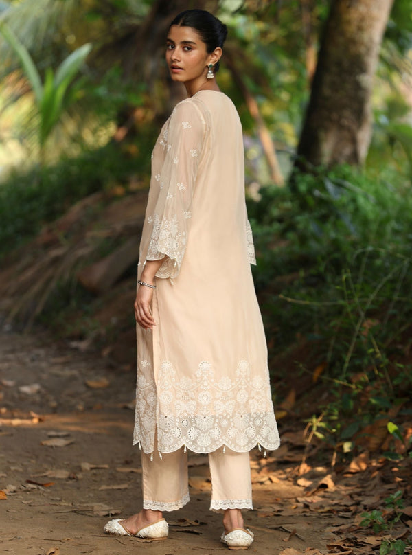Kiyan Organza Beige Kurta Set