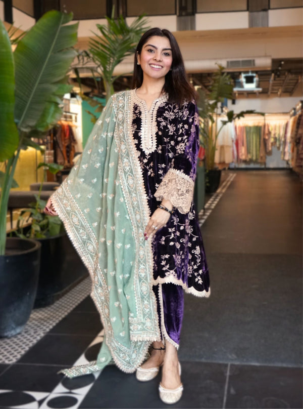 Imani Velvet Purple Kurta Set