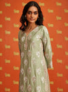 Calita Pima Satin Green Kurta Set