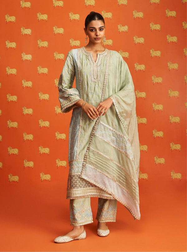 Anya Pima Satin Green Kurta Set