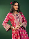 Arvini Cupro Satin Fuschia Anarkali Kurta Set