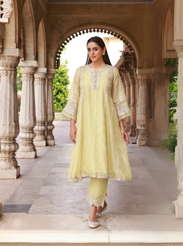 Elusha Organza Lime Kurta Set