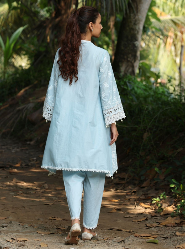 Aalaya Supima Cotton Blue Kurta Set