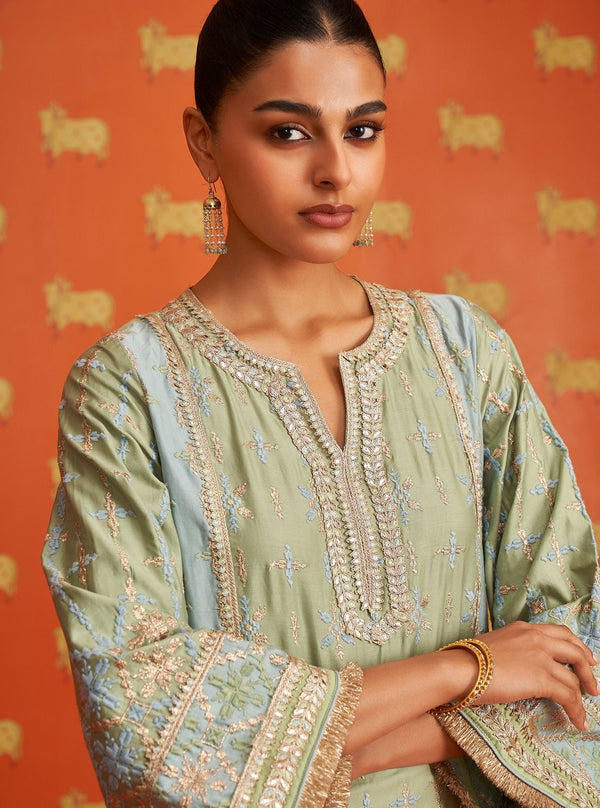 Anya Pima Satin Green Kurta Set