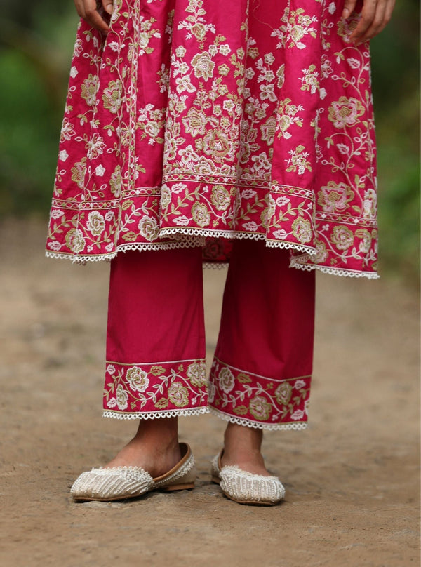 Aavya Supima Cotton Fuschia Anarkali Kurta Set
