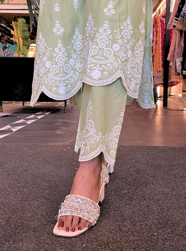Isana Supima Cotton Green Kurta Set