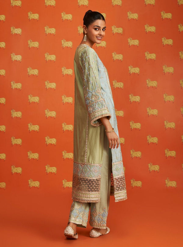 Anya Pima Satin Green Kurta Set