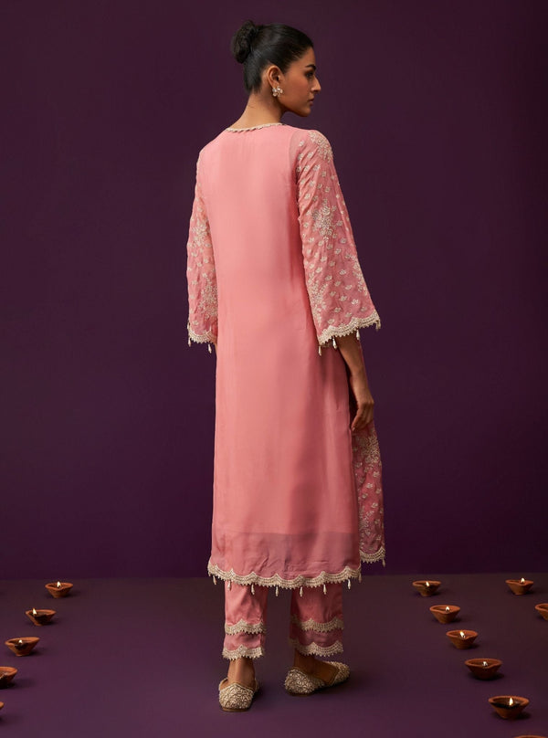 Suwanni Organza Mauve Kurta Set
