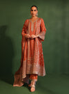 Katha Organza Orange Anarkali Kurta Set