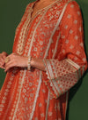 Katha Organza Orange Anarkali Kurta Set