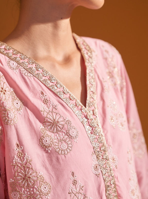 Kaeo Supima Cotton Pink Kurta Set