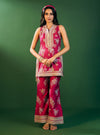 Lami Pima Satin Fuchsia Kurta With Flared Bell-Bottom Pants