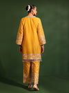 Kalander Pima Satin Yellow Kurta Set