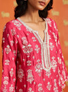 Florentina Cupro Satin Fuschia Kurta Set