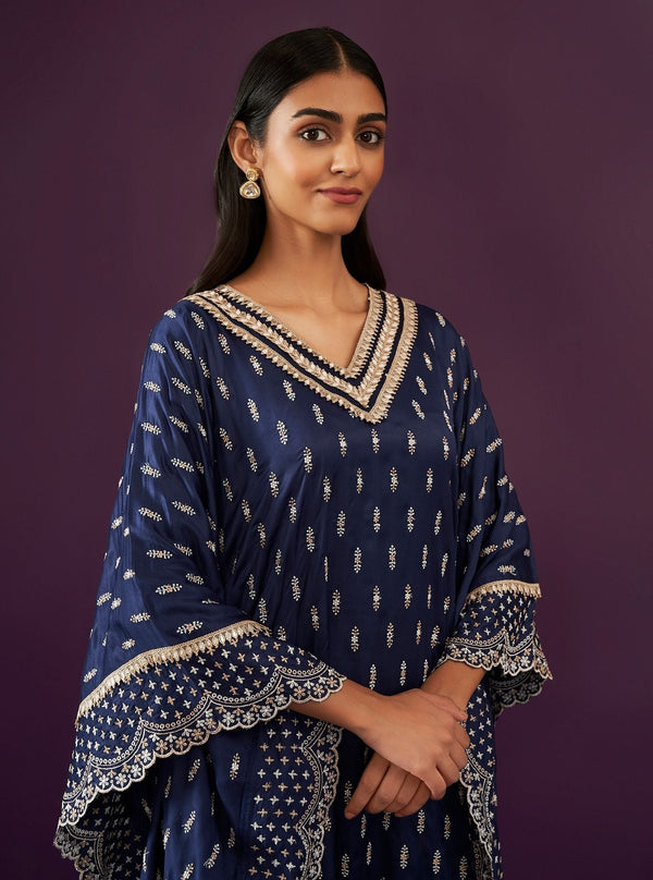 Florian Cupro Satin Navy kaftan