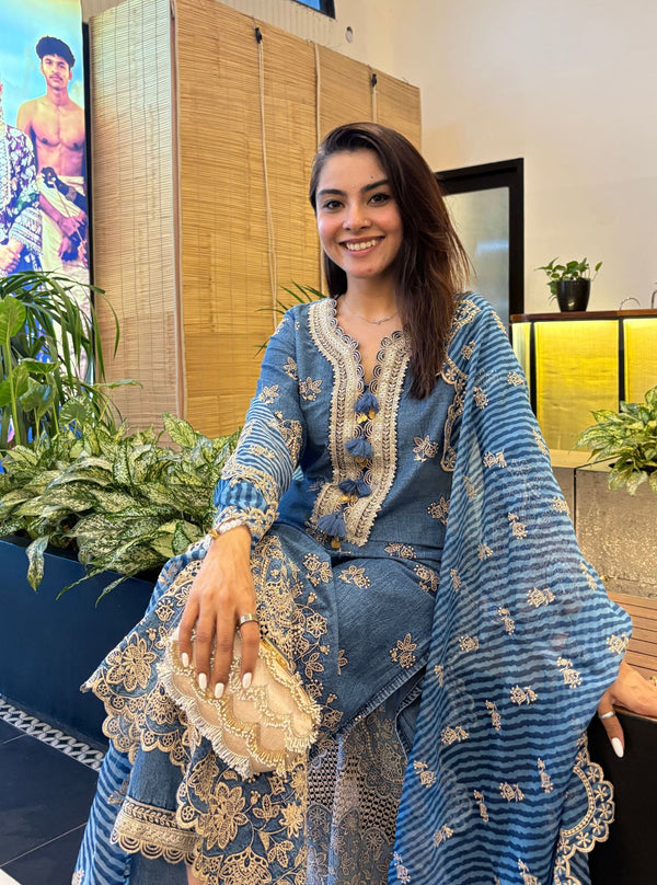 Luri Denim Kurta Set