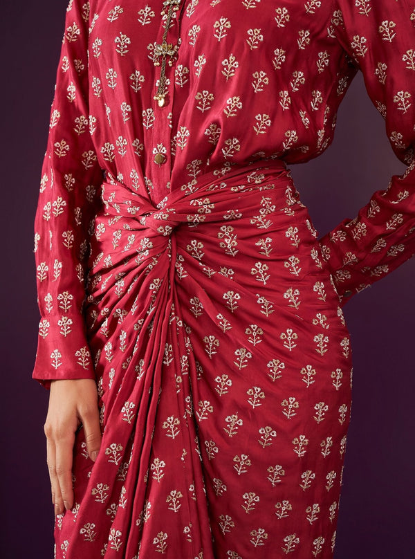 Florine Cupro Satin Fuschia Co-ord Set