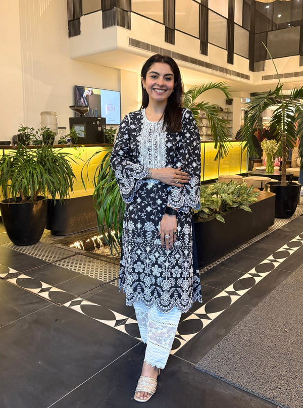 Gauri Supima Cotton Black Kurta Set