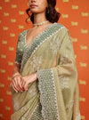 Aniyah Banarsi Moss Green Saree