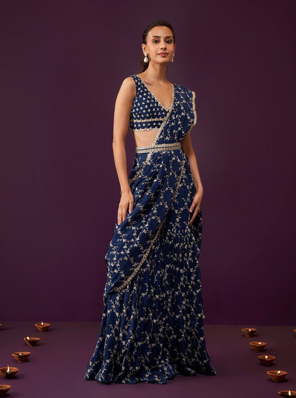 Ayana Crepe Navy Saree