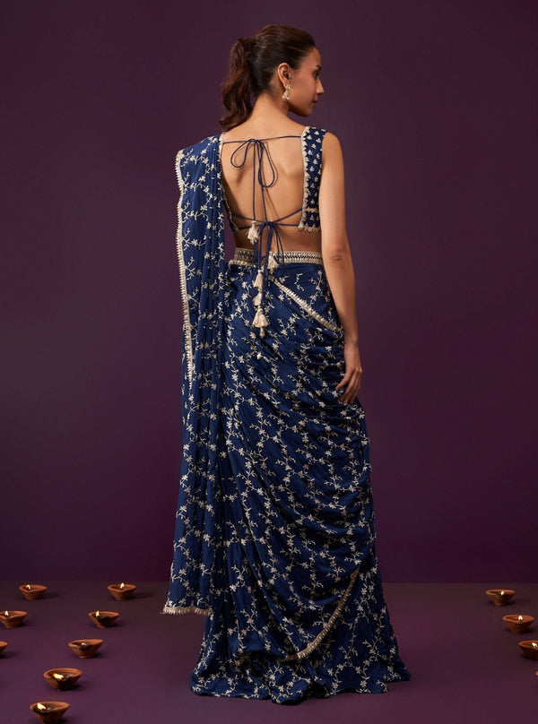 Ayana Crepe Navy Saree