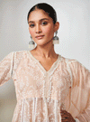 Twyla Organza Beige Kurta Set