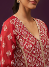 Kwanjal Organza Red Kurta Set