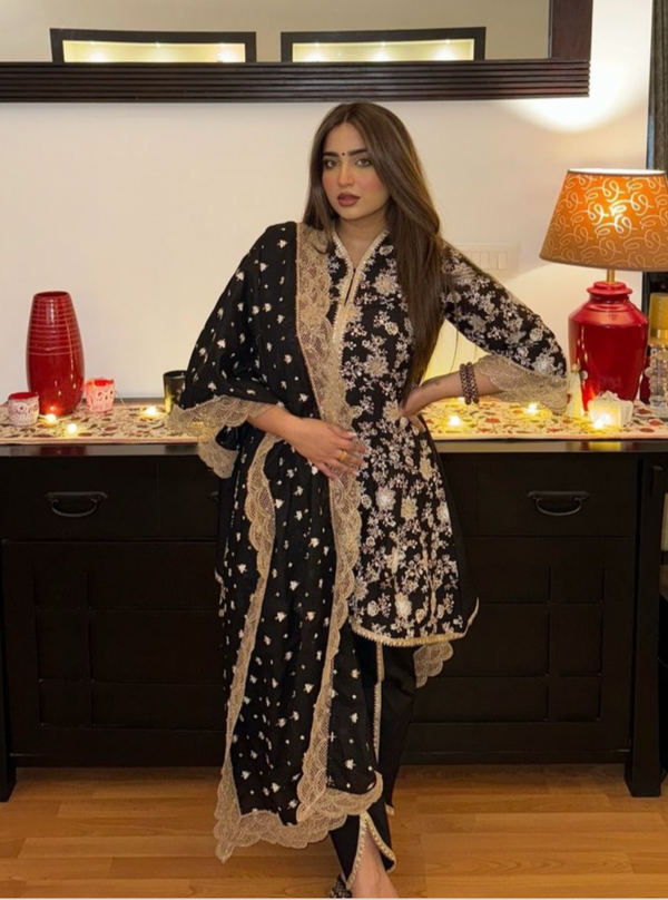 Komen Supima Cotton Black Kurta Set