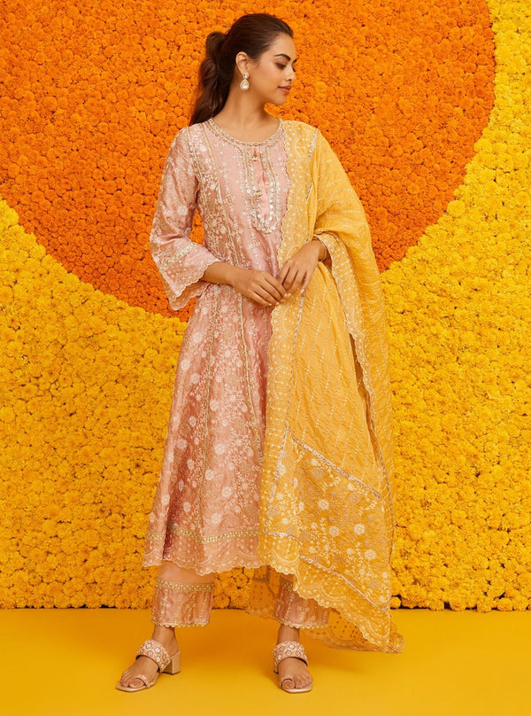 Saathiya Organza Satin Pink Kurta Set