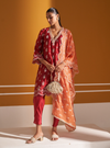Callaia Cupro Satin Red Kurta Set