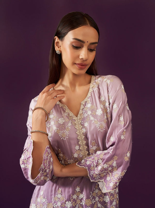 Canna Ombre Cupro Satin Purple Kurta Set