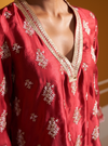 Callaia Cupro Satin Red Kurta Set