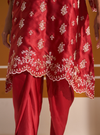 Callaia Cupro Satin Red Kurta Set