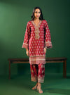 Elira Cupro Satin Red Kurta Sets