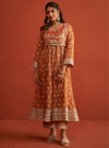 Genda Royal Tissue Burnt Orange Anarkali Kurta Set